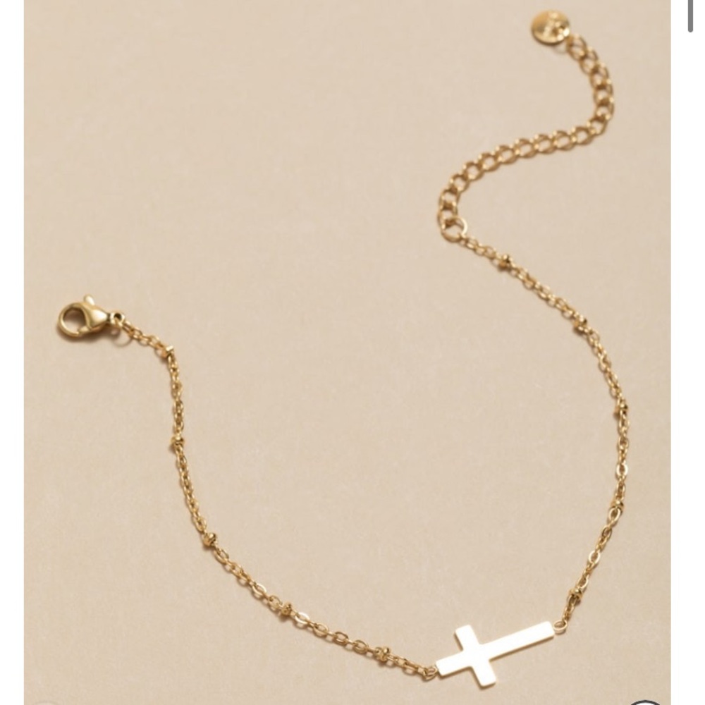 Francesca’s collections silver Doris Stainless Steel sideways Cross Bracelet